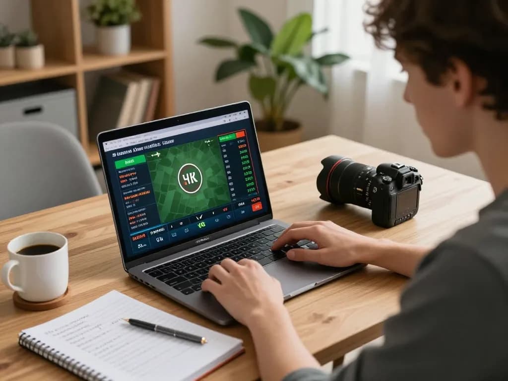 Experience fabet sports betting online with a user analyzing odds on their laptop, promoting strategic gameplay.