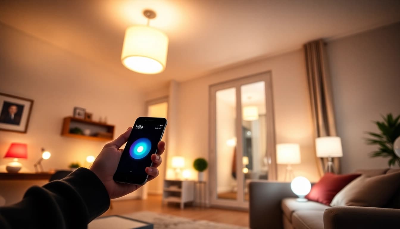 Migration zur Hue Bridge Pro mit smarten Lichtern in einem modernen Zuhause.