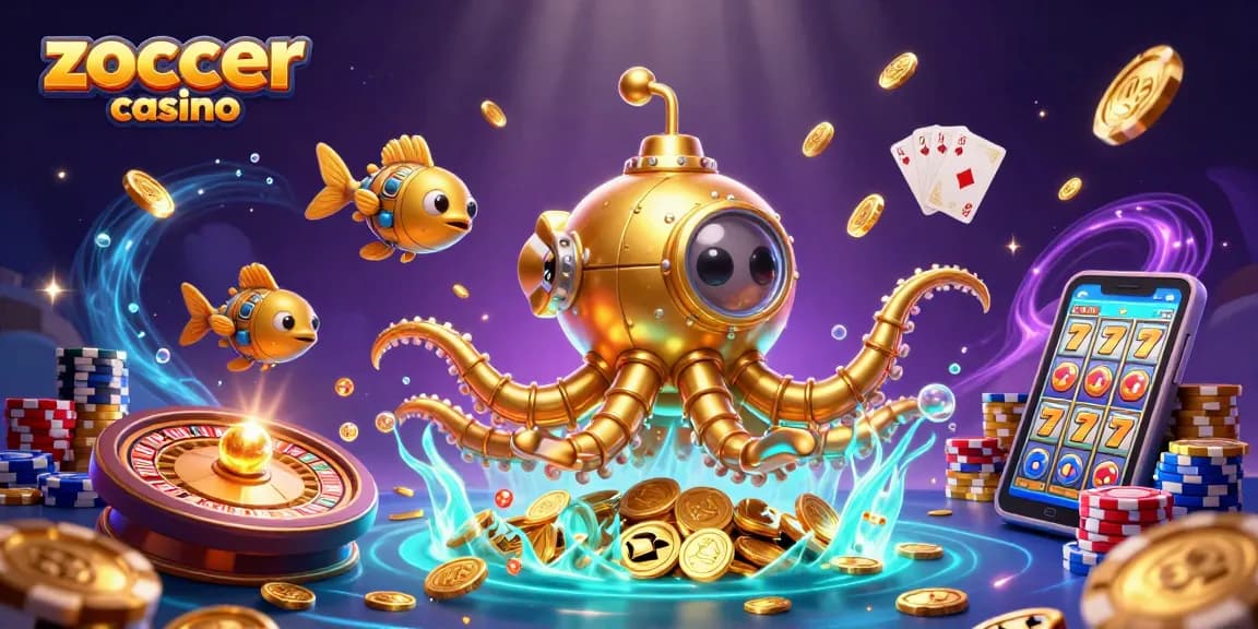 Zoccer casino reveals a vibrant underwater treasure hunt with golden coins and exciting game elements.
