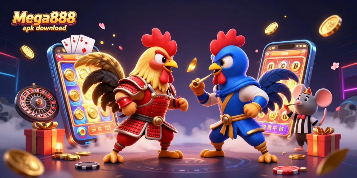 Engage with mega888 apk download through animated rooster duel and dynamic casino elements.