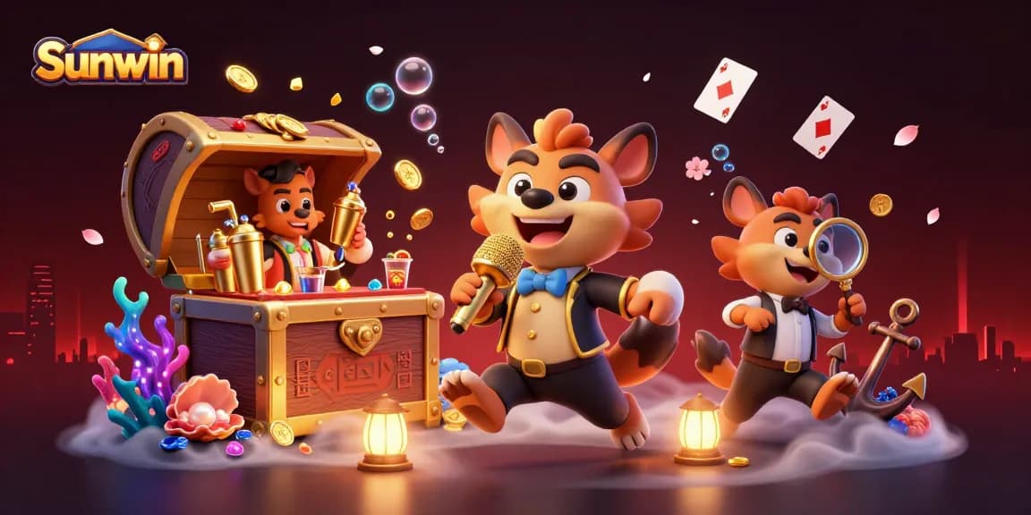 Engage with Sunwin's vibrant casino atmosphere, featuring lively characters and dynamic gaming elements