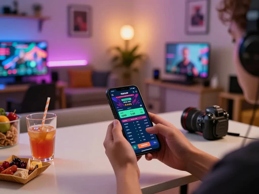 Engaging live sports betting with PHPVIP app on smartphone during a vibrant home gaming session.