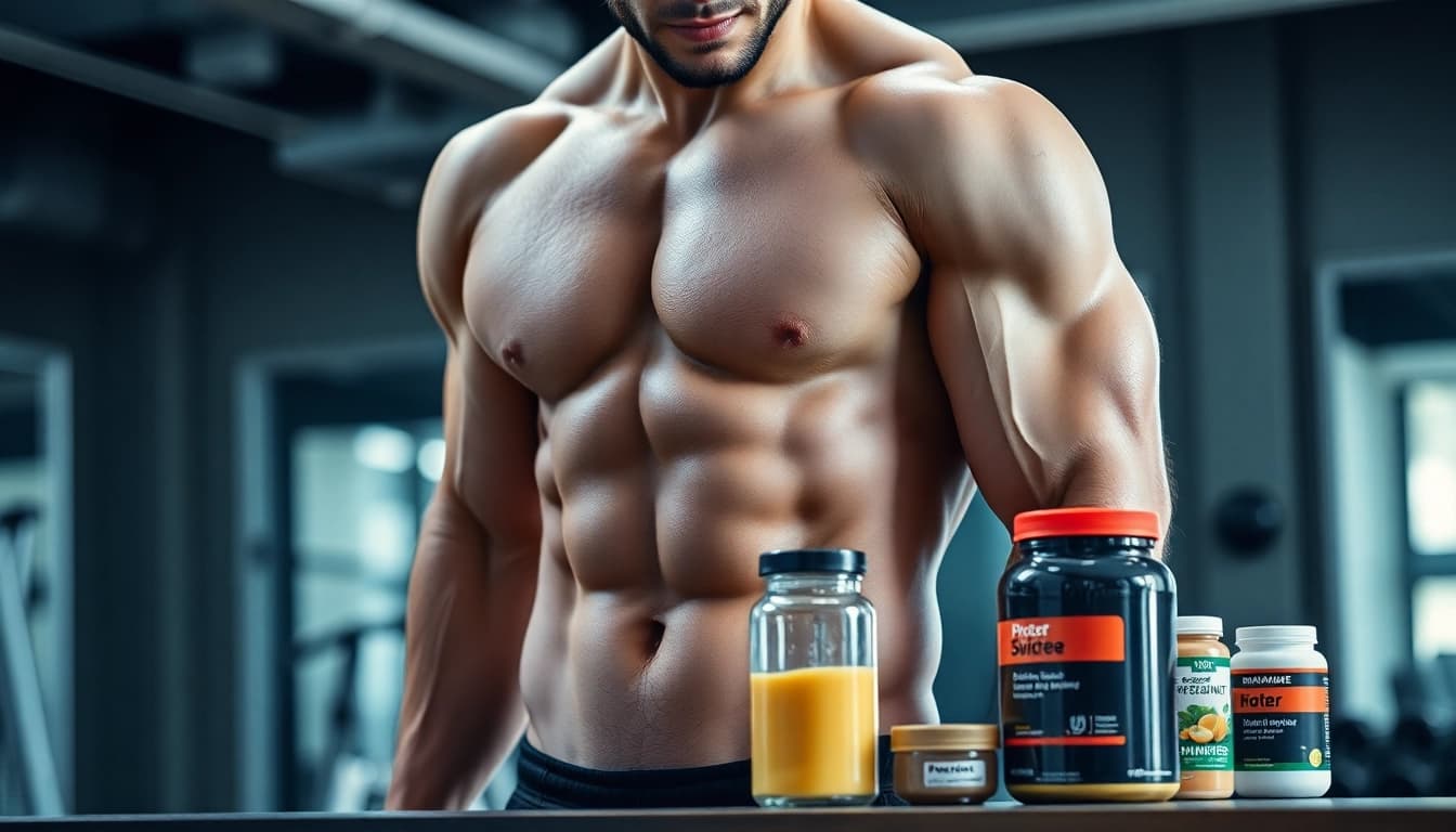 Ein muskulöser Bodybuilder im Gym mit Unique Pharma Steroids