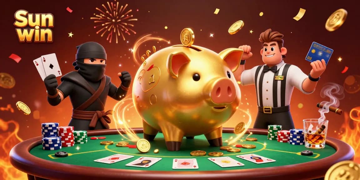 Experience the thrill of Sun win with vibrant casino characters in a dynamic scene.