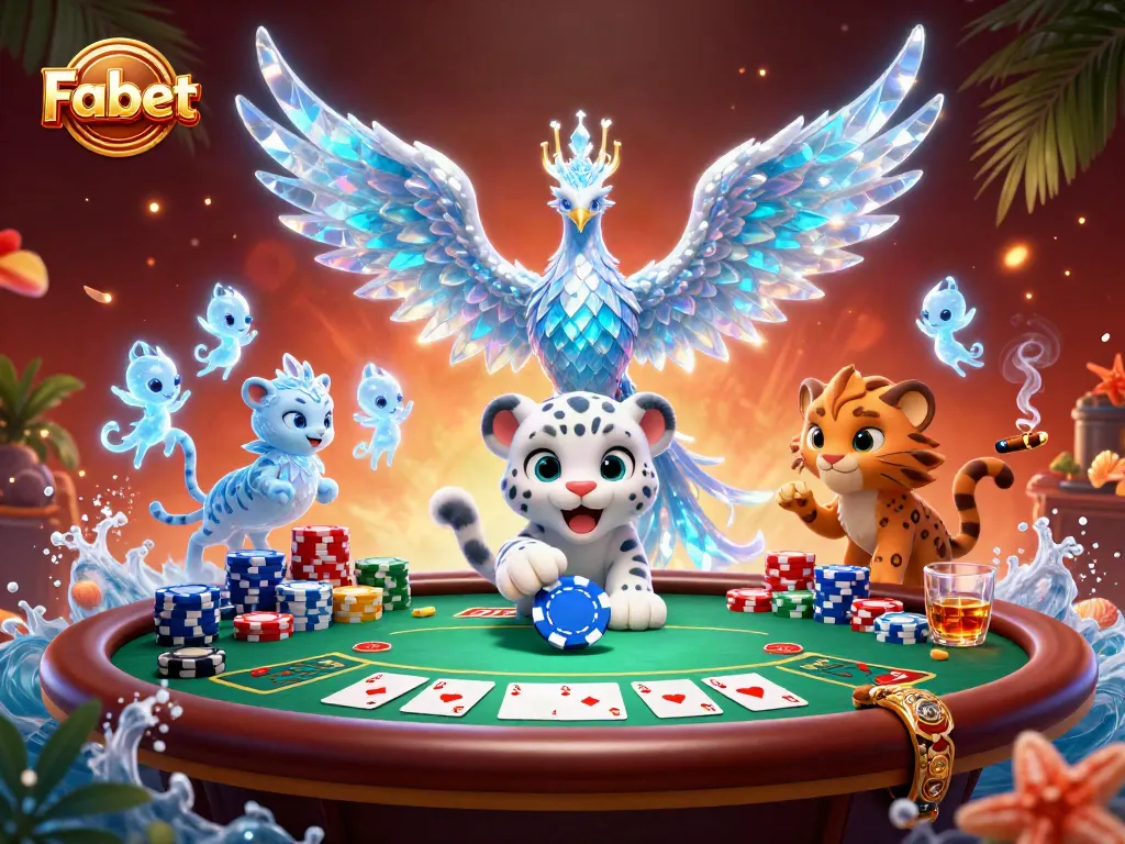 Engage with Fabet's thrilling poker scene, featuring vibrant characters and dynamic gambling elements.