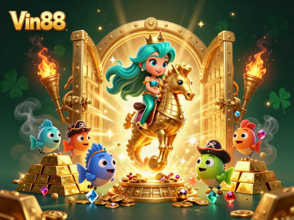 Win big with Vin88 at a vibrant underwater casino adventure featuring a mermaid princess.