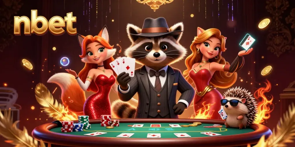 Experience thrilling poker action with nbet at the vibrant casino scene featuring exciting characters and dynamic visuals.