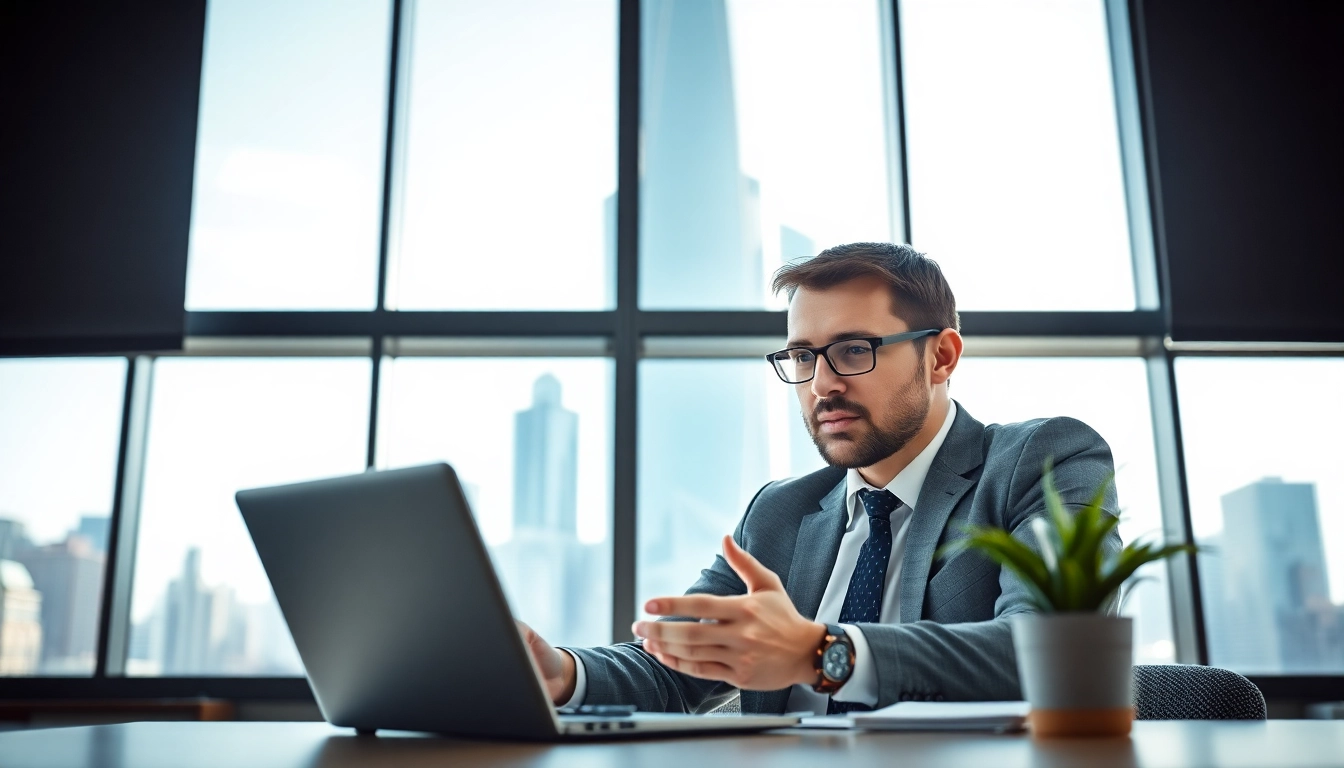 Headhunter Schweiz engagiert mit Klienten in einem modernen Büro.