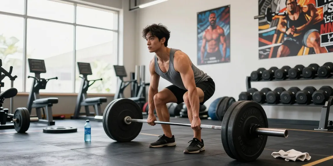 Anabolika Shop: Bodybuilder beim Workout mit schweren Gewichten in einem motivierenden Fitnessstudio.