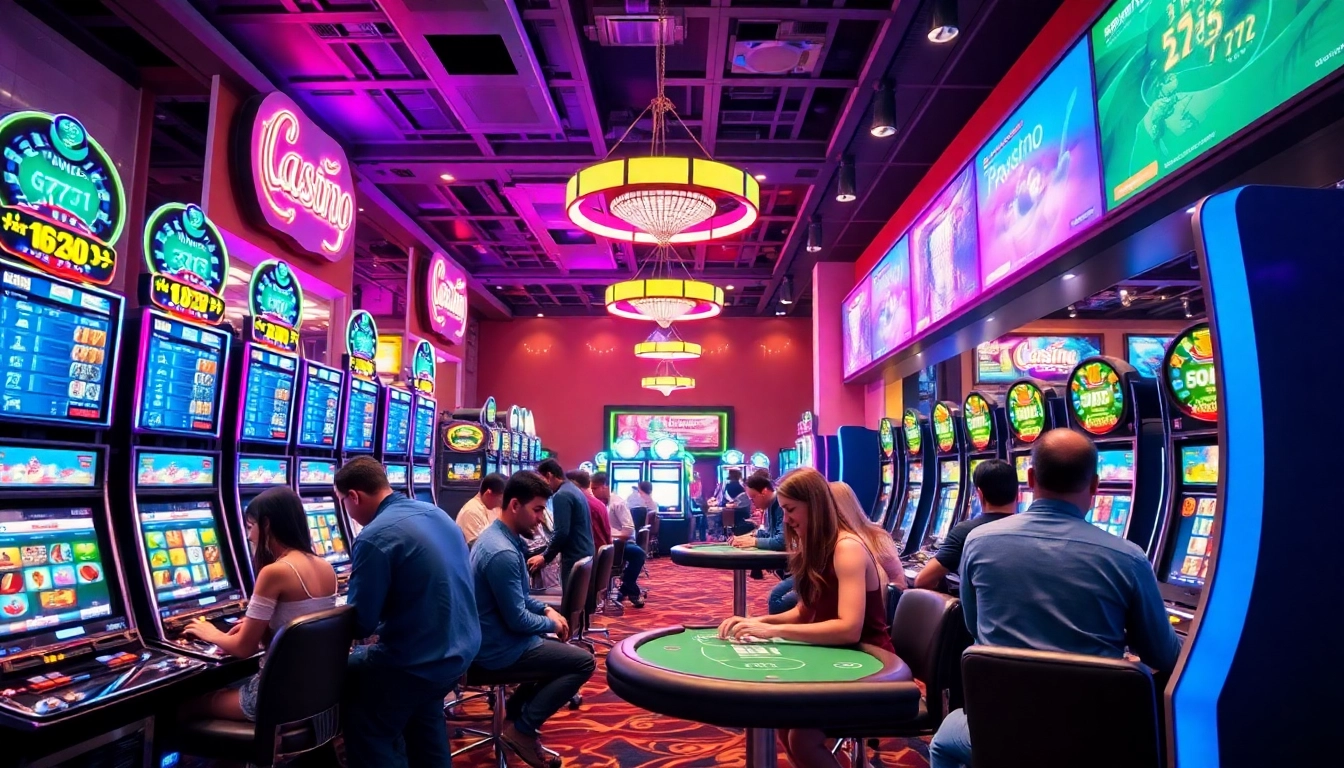 Erleben Sie spannendes online casino spielen in einem lebhaften Casino mit Spielern.