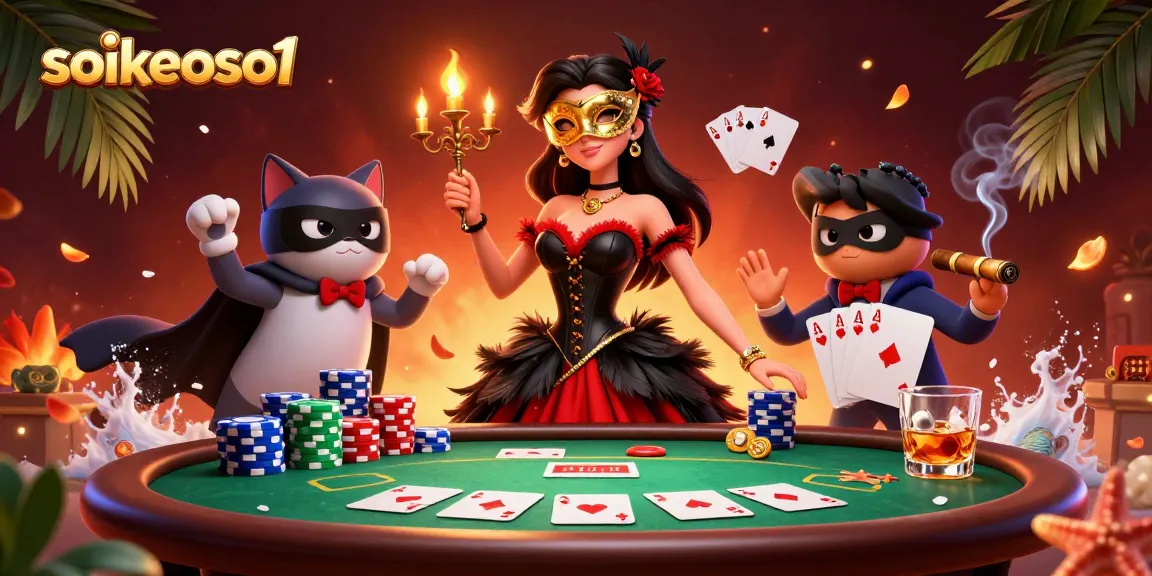 Experience excitement at soikeoso1 with a vibrant casino scene of a glamorous woman and 3D cat companion.