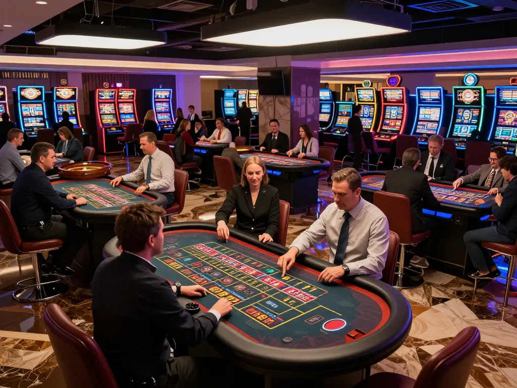 Players engaging in thrilling roulette games at Bsport casino, showcasing vibrant neon atmosphere and luxurious setting