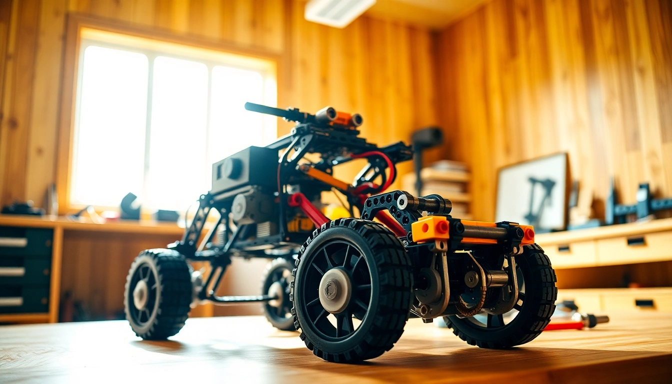 Lego Technic modell in einem einladenden Arbeitsbereich mit einem Hauch von Kreativität.