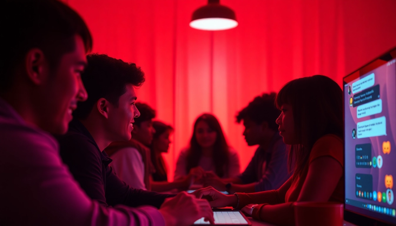 Participants enjoying engaging sex chat in a vibrant, digital environment.