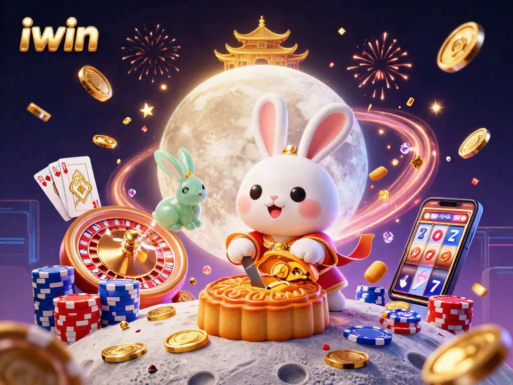 Play thrilling games with iwin featuring animated moon rabbits and poker chips