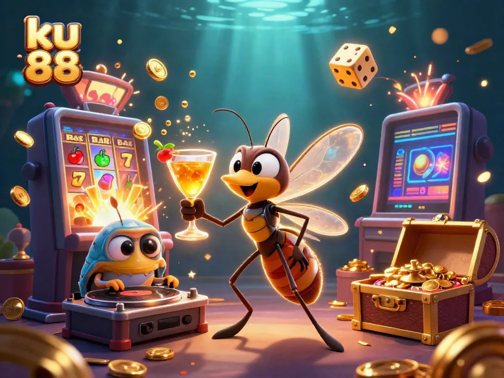 Experience thrilling wins with ku 88 in this vibrant casino-themed digital illustration.