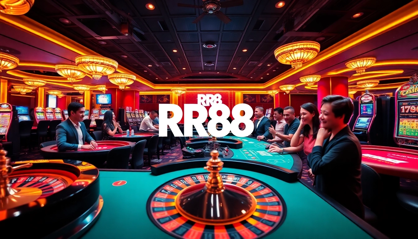 Players enjoying games at RR88 casino, capturing excitement and fun in a luxurious environment.