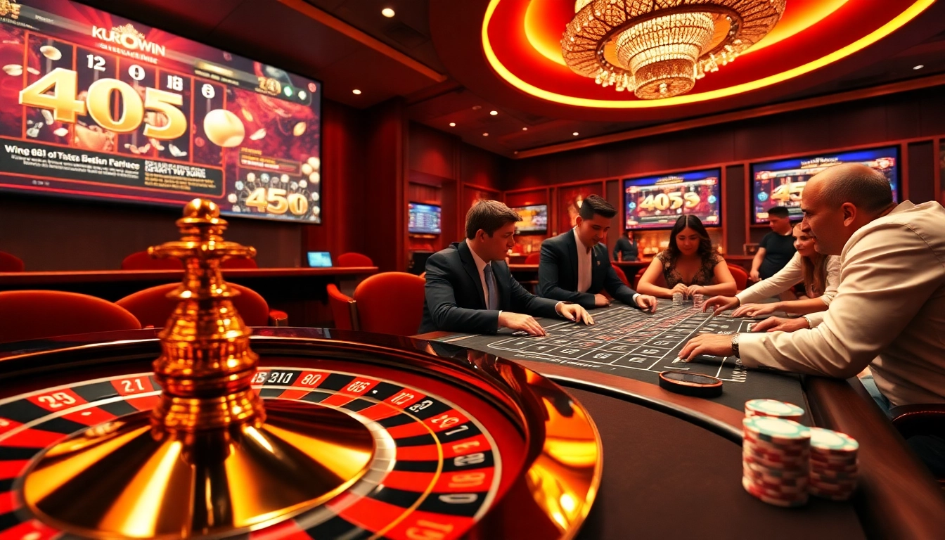 Experience the thrill of ku win at a luxurious casino with high-stakes gameplay featuring roulette and poker.