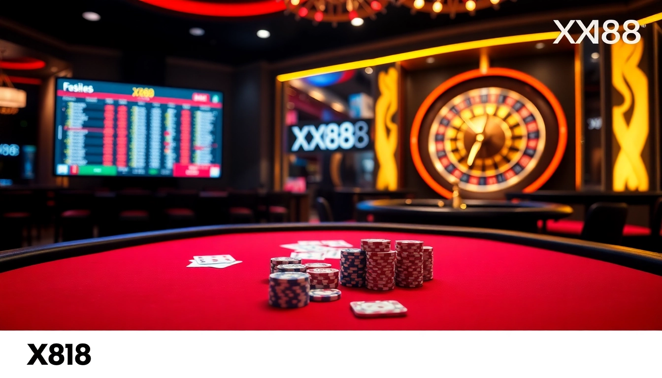X88 players enjoying a thrilling moment at a luxurious poker table in an online casino.