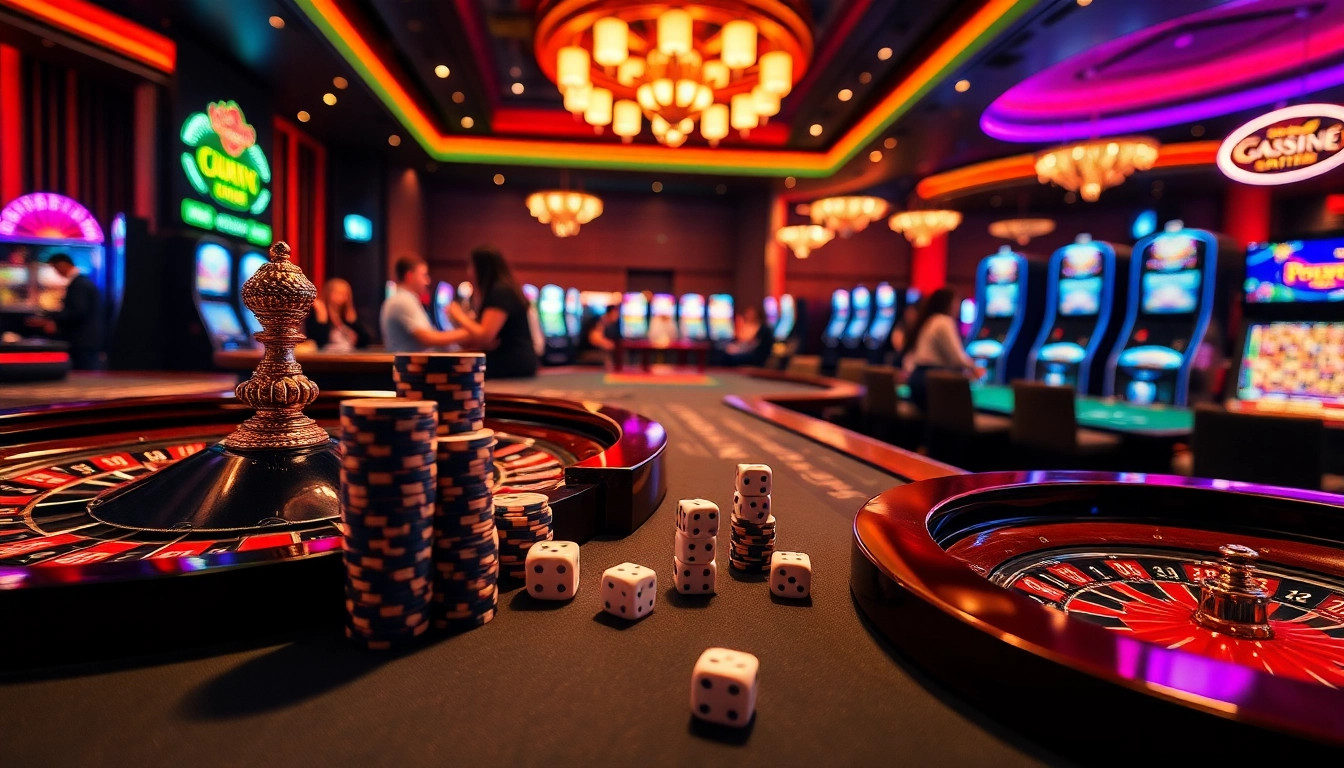 Experience the thrill of gambling at https://f8bet.ventures/ with vibrant casino elements, poker chips, and dice.