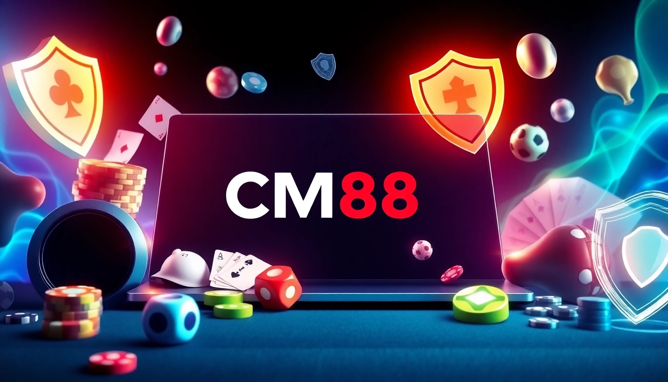 Experience the excitement of CM88 with vibrant gaming elements and a secure online betting interface.