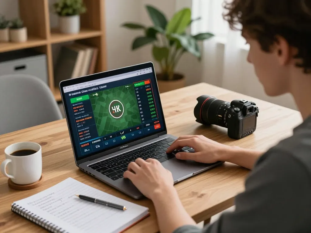 Experience fabet sports betting online with a user analyzing odds on their laptop, promoting strategic gameplay.