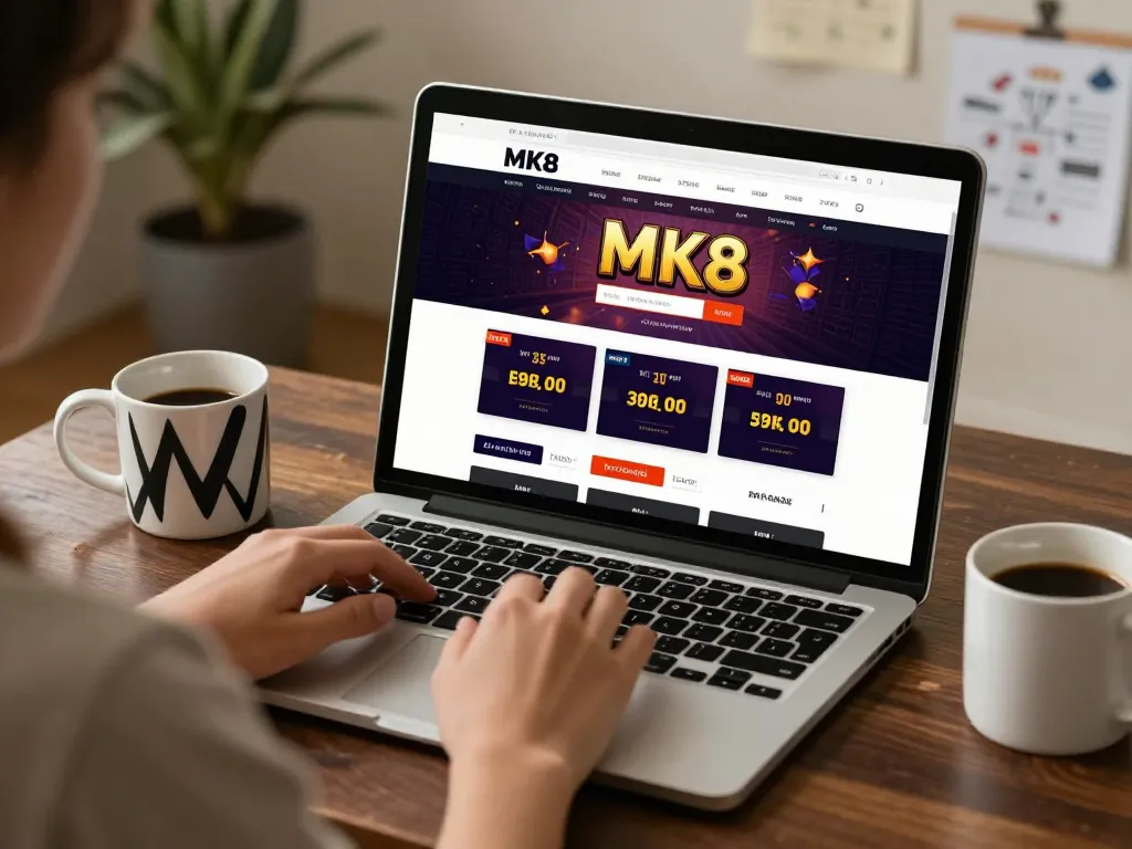 Engaging MK8 sports betting scene showing a user focused on online gambling
