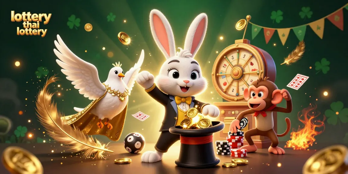Engaging illustration for lottery thai lottery featuring magical scenes with coins, balls, and festive elements.