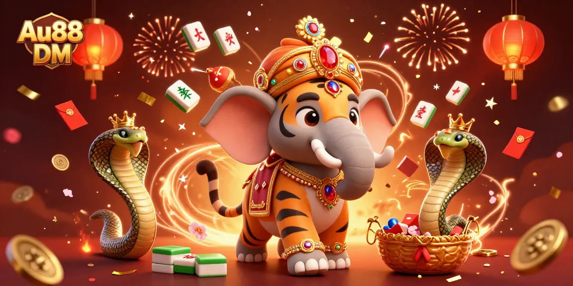 Experience thrilling winnings at Au88 DM with a lively 3D casino scene filled with festive elements.