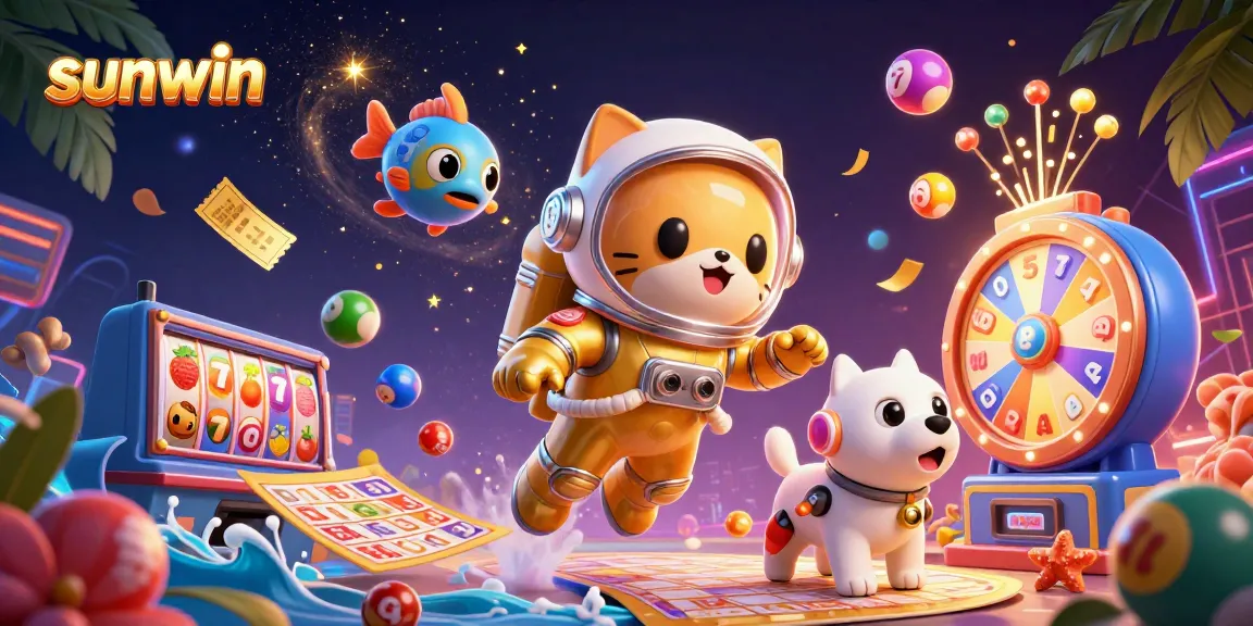 Engage with sunwin's dynamic casino universe featuring an astronaut cat in a lottery-filled nebula.